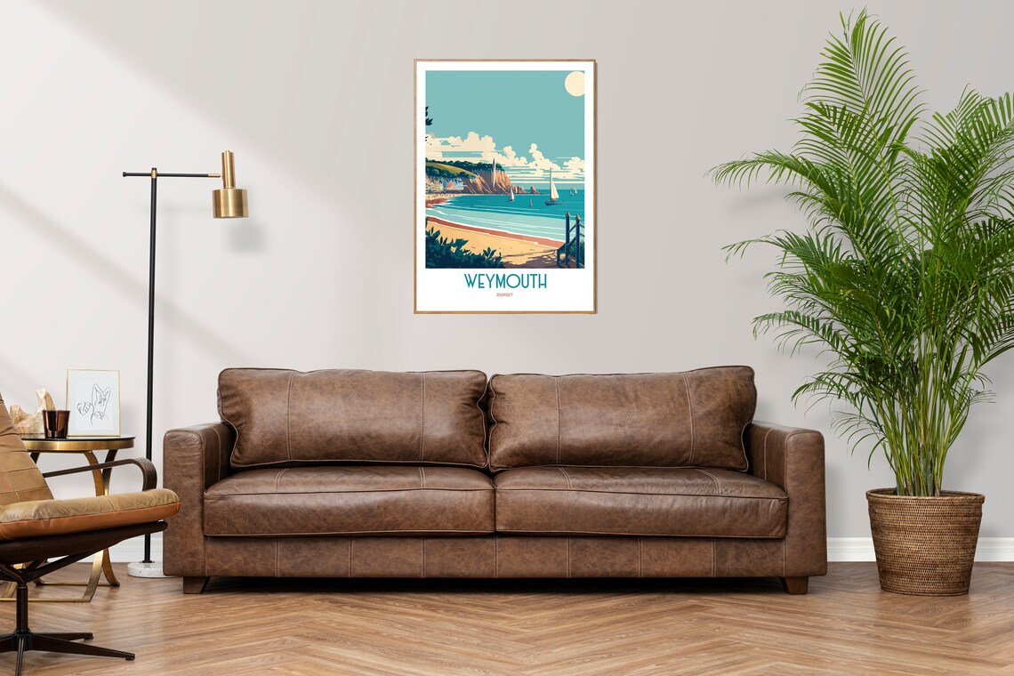 Weymouth Beach Travel Poster, Dorset Seaside Art - Image 3
