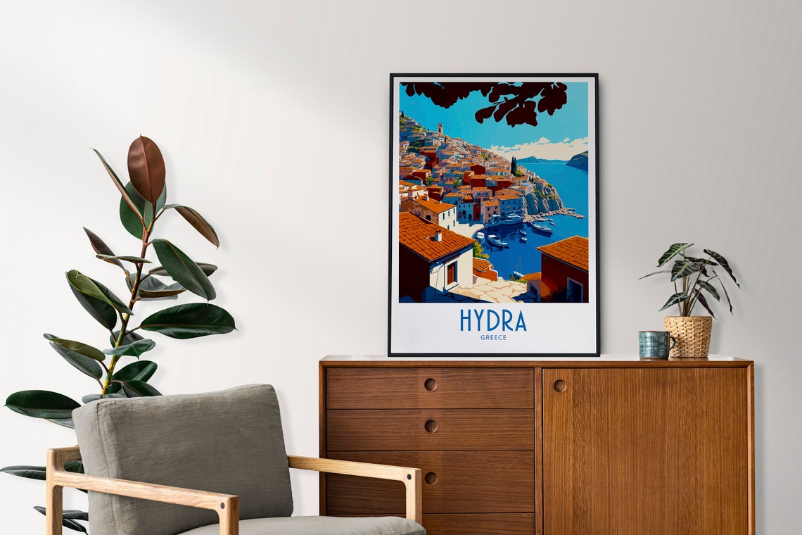 Hydra Greece Hillside Harbor Town Seaside Vintage Travel Poster - Image 4