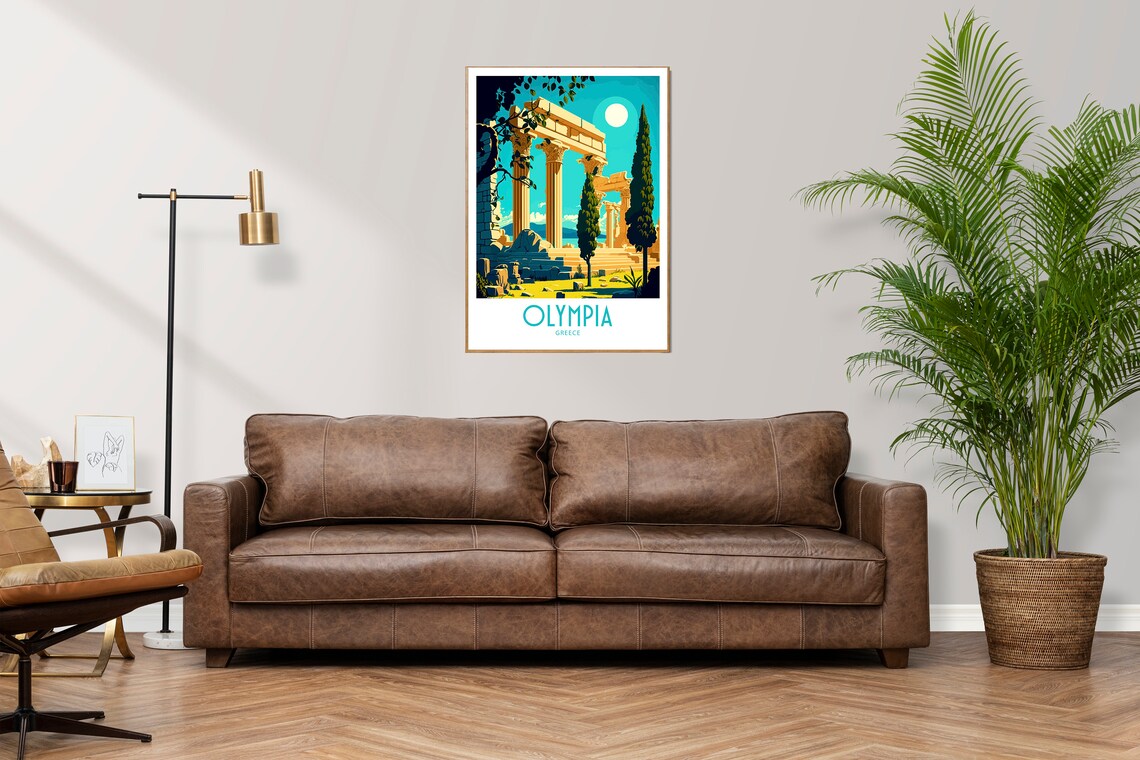 Olympia Greece Travel Poster with Ancient Temple Ruins and Columns - Image 4