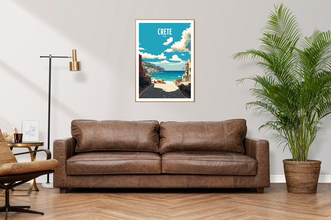 Crete Island Greece Turquoise Coast Town Vintage Travel Poster - Image 2