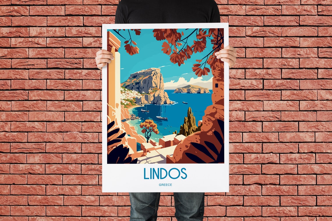 Lindos Print Lindos Rhodes Lindos Rhodes Rhodes Island Greece Travel Poster Rhodes Poster Rhodes Print Greece Travel Print - Image 4