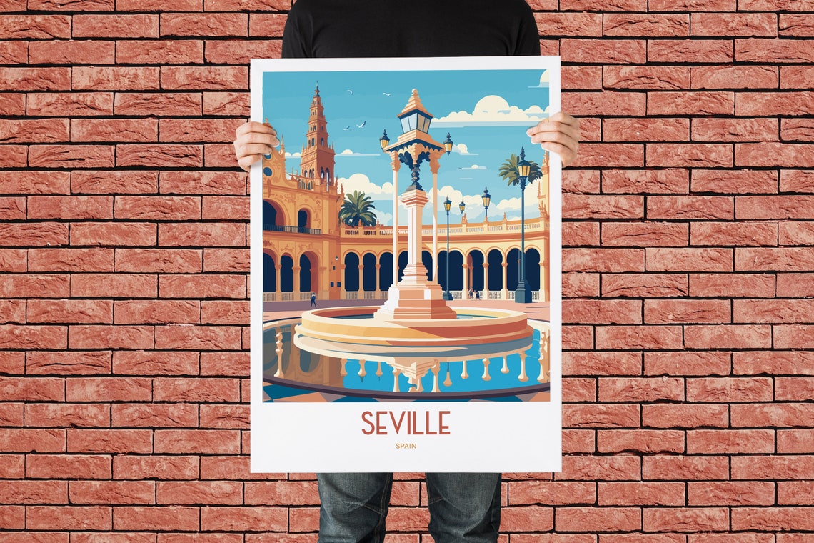 Seville Spain City Travel Print Spain Travel Poster Seville Spanish Travel Print Spain Print Spanish City Travel Poster - Image 3
