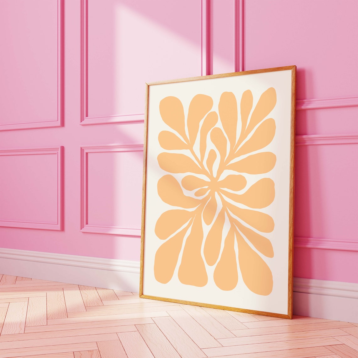 Peach Abstract Botanical Burst Minimalist Poster For Warm Decor - Image 3