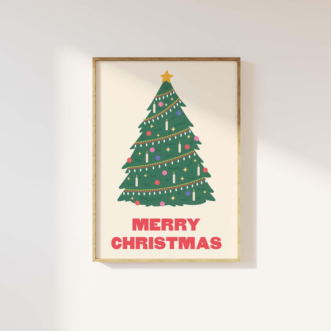 Christmas Tree Print Art Merry Christmas Decor Cute Holiday Wall Art Trendy Christmas Print - Image 5