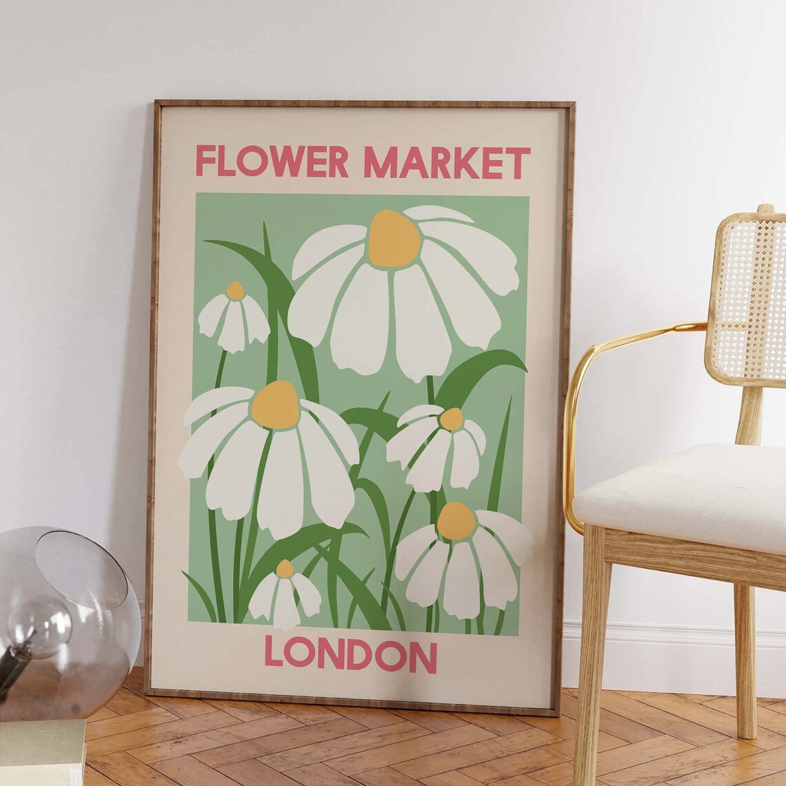 Flower Market London White Daisy Green Floral Exhibition Poster - Image 4