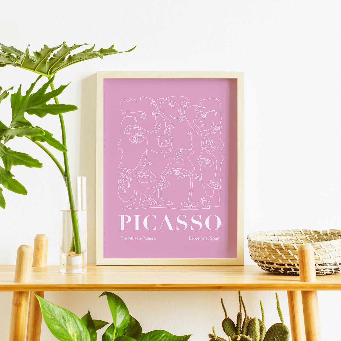 Picasso Abstract Line Art Faces Blush Pink Exhibition Poster - Image 3