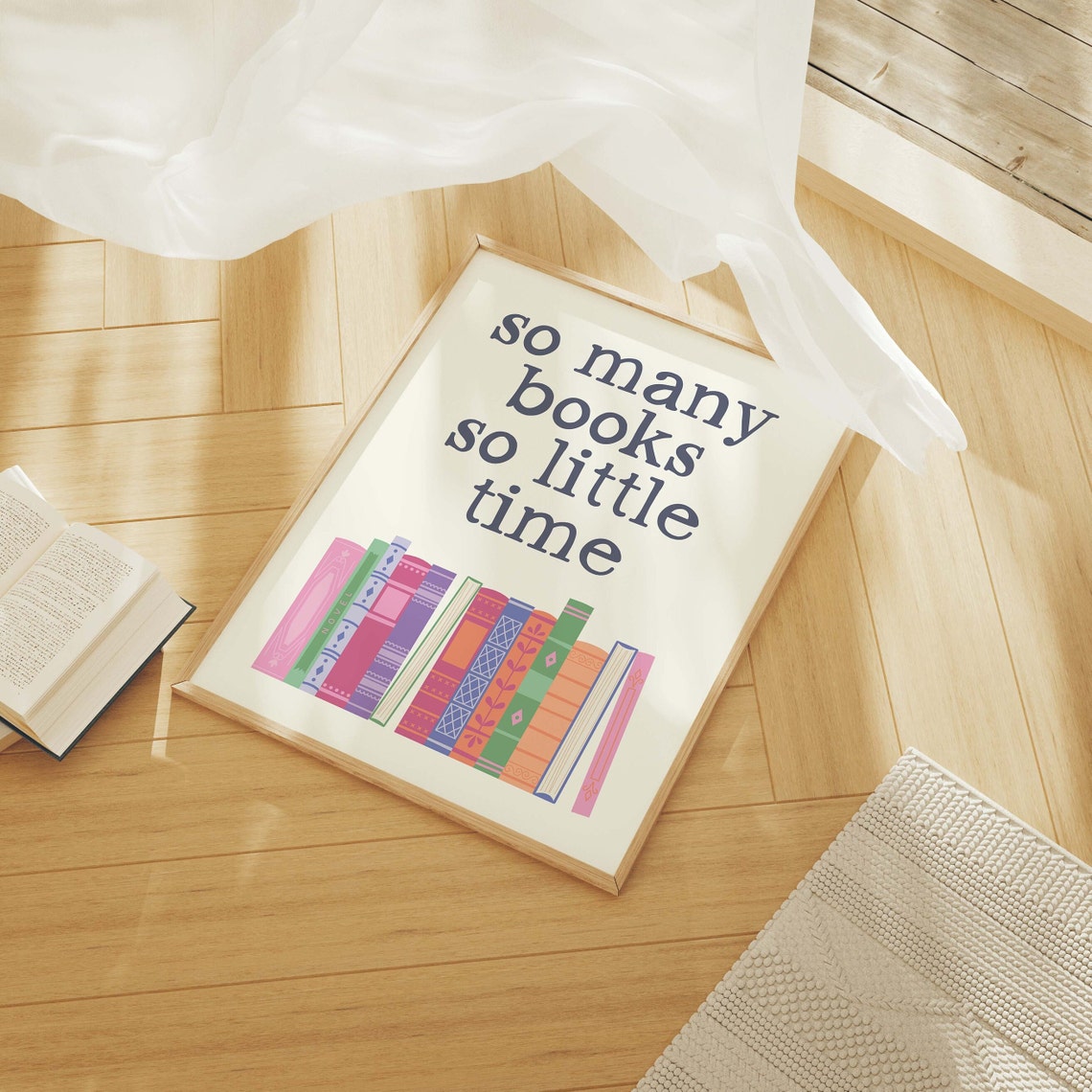 So Many Books Print Art Cute Library Decor Trendy Reading Poster Book Lover Wall Art - Image 3