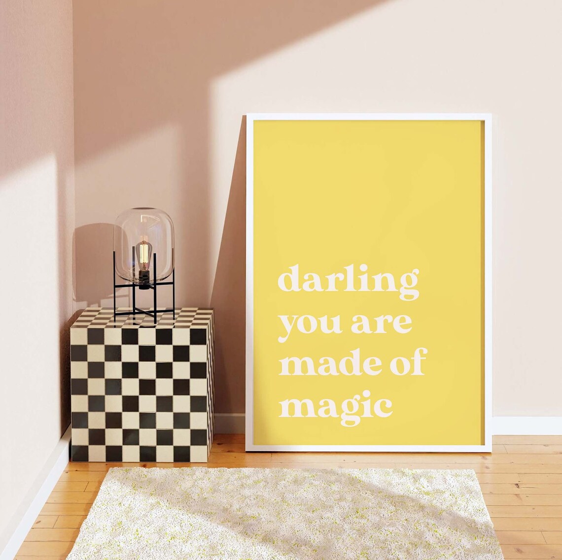 Darling You Are Made Of Magic Quote Yellow Typography Art Poster - Image 3