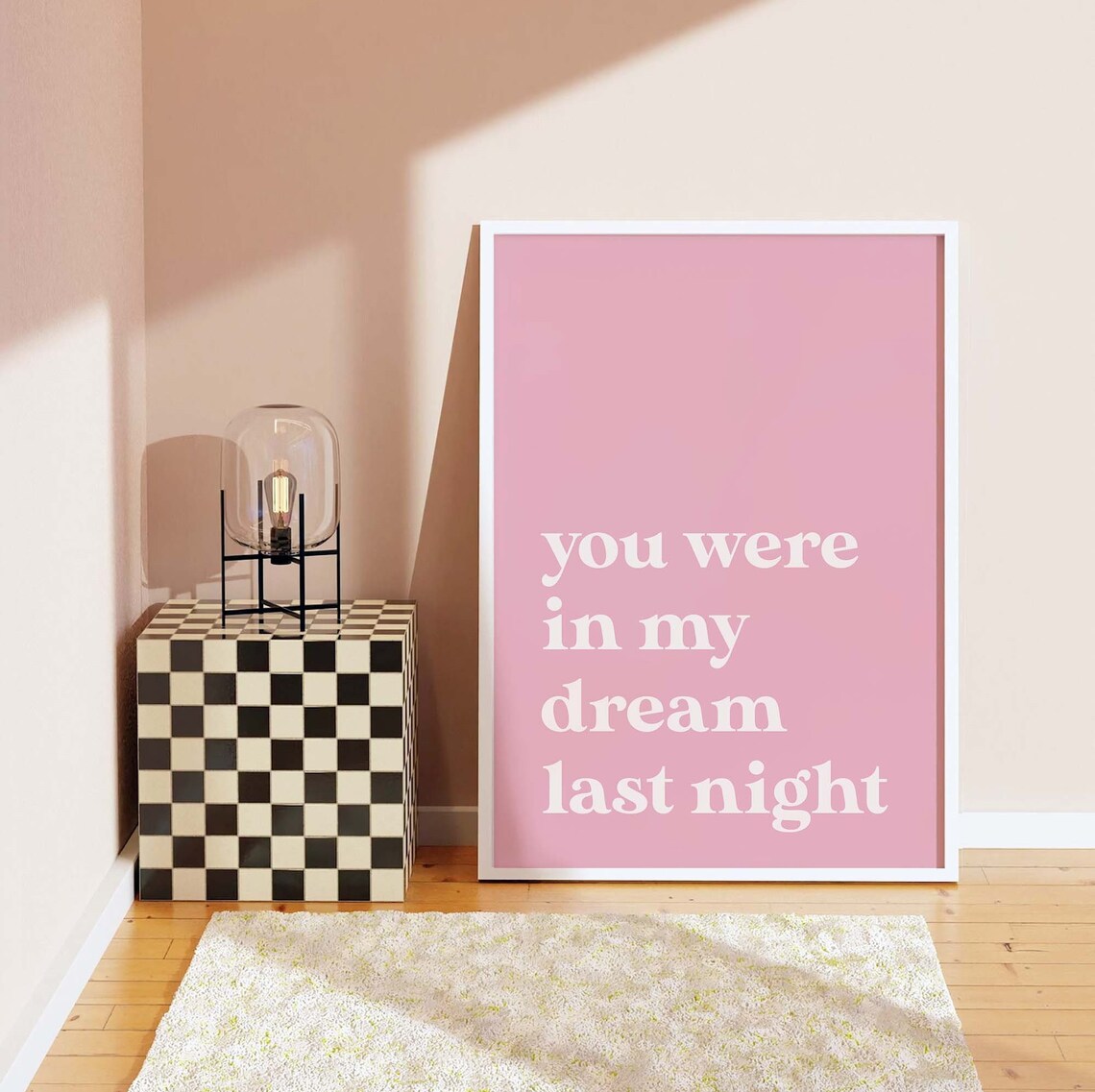 You Were in My Dream Last Night Pink Romantic Quote Typography Poster - Image 5