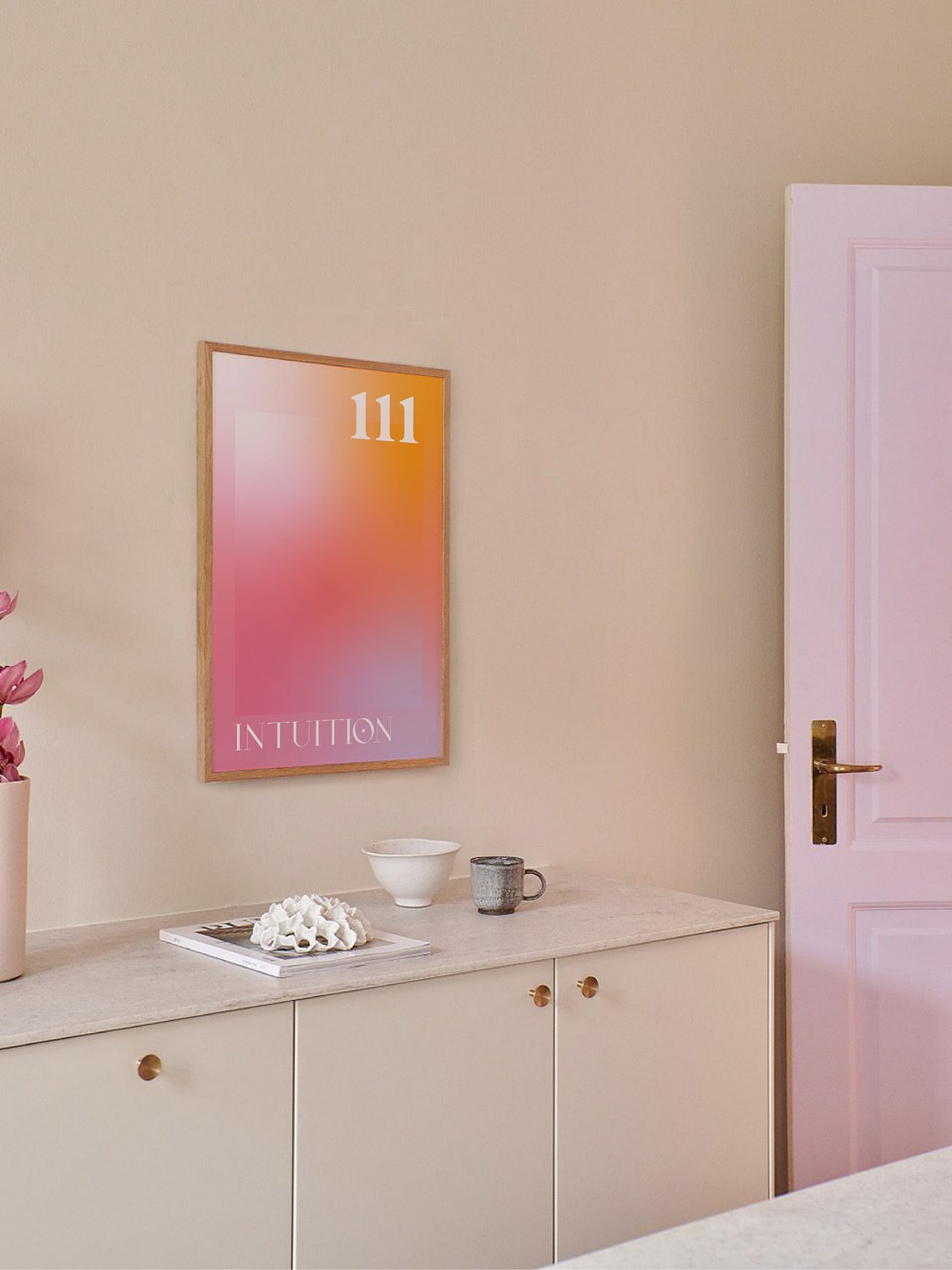 Angel Number 111 Intuition Poster with Orange Pink Aura Gradient - Image 5