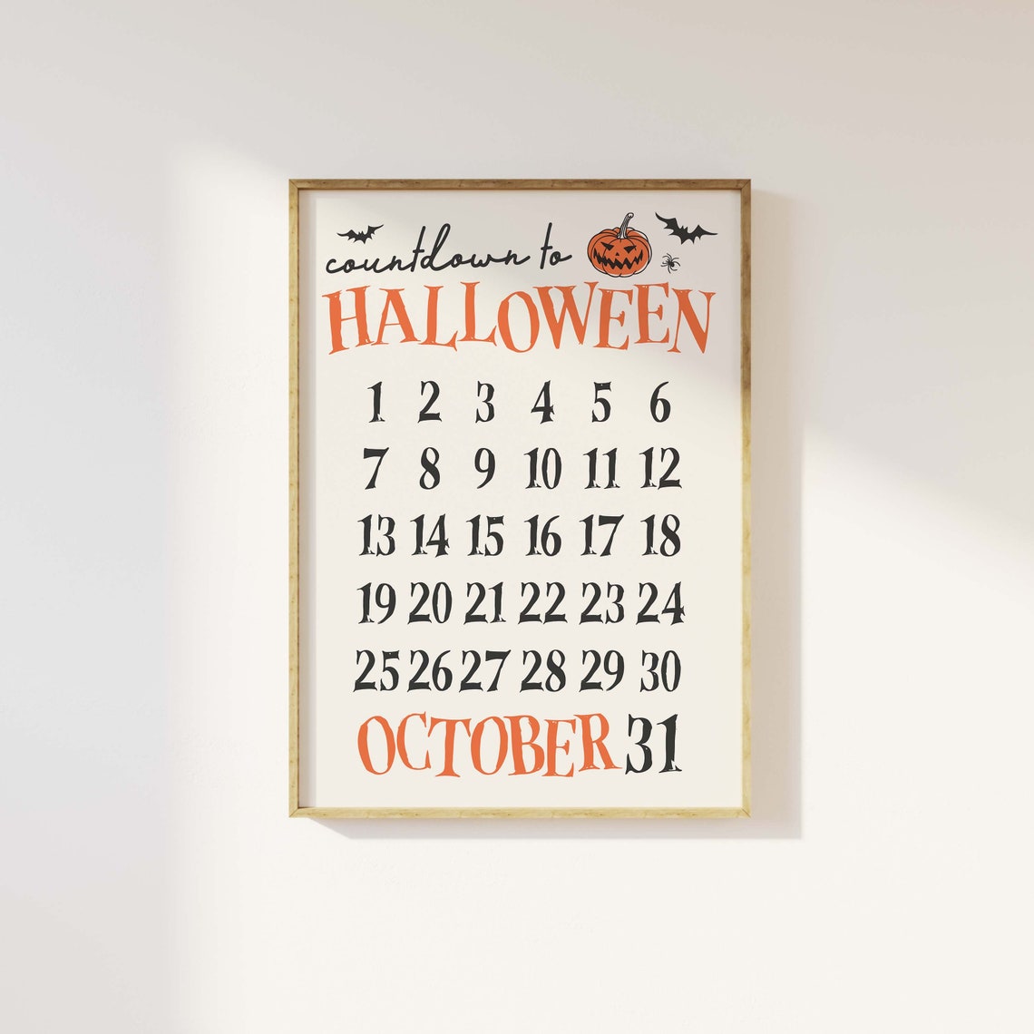 Countdown to Halloween October Calendar Art Poster for Fall Decor - Image 2