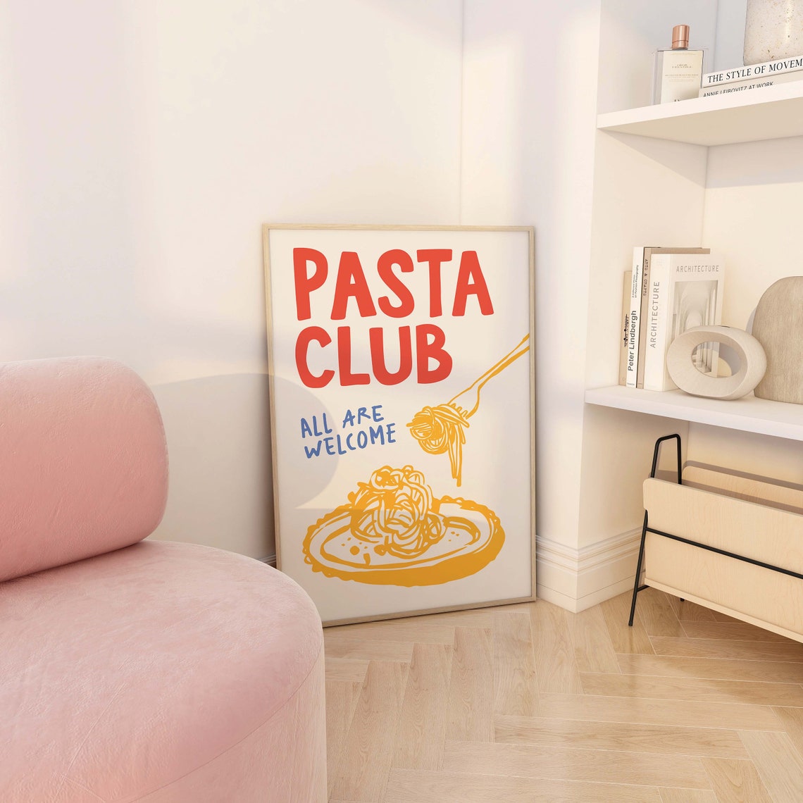 Pasta Club All Are Welcome Spaghetti Lovers Italian Kitchen Poster - Image 2
