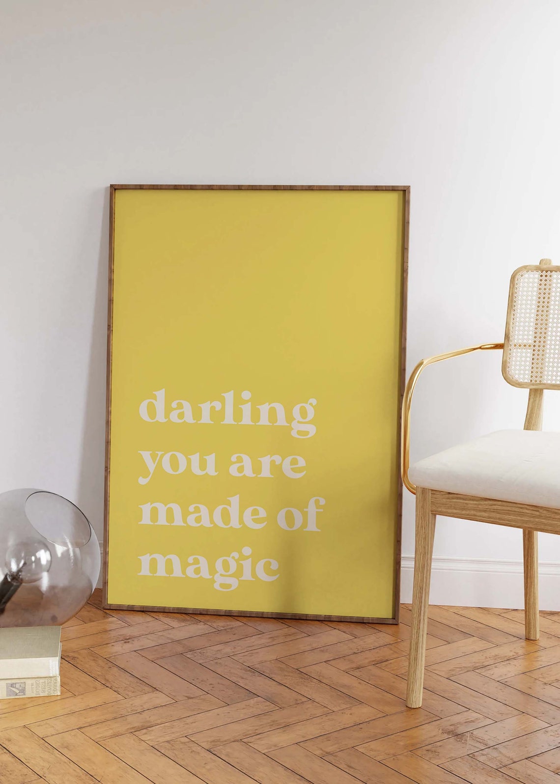 Darling You Are Made Of Magic Quote Yellow Typography Art Poster - Image 2