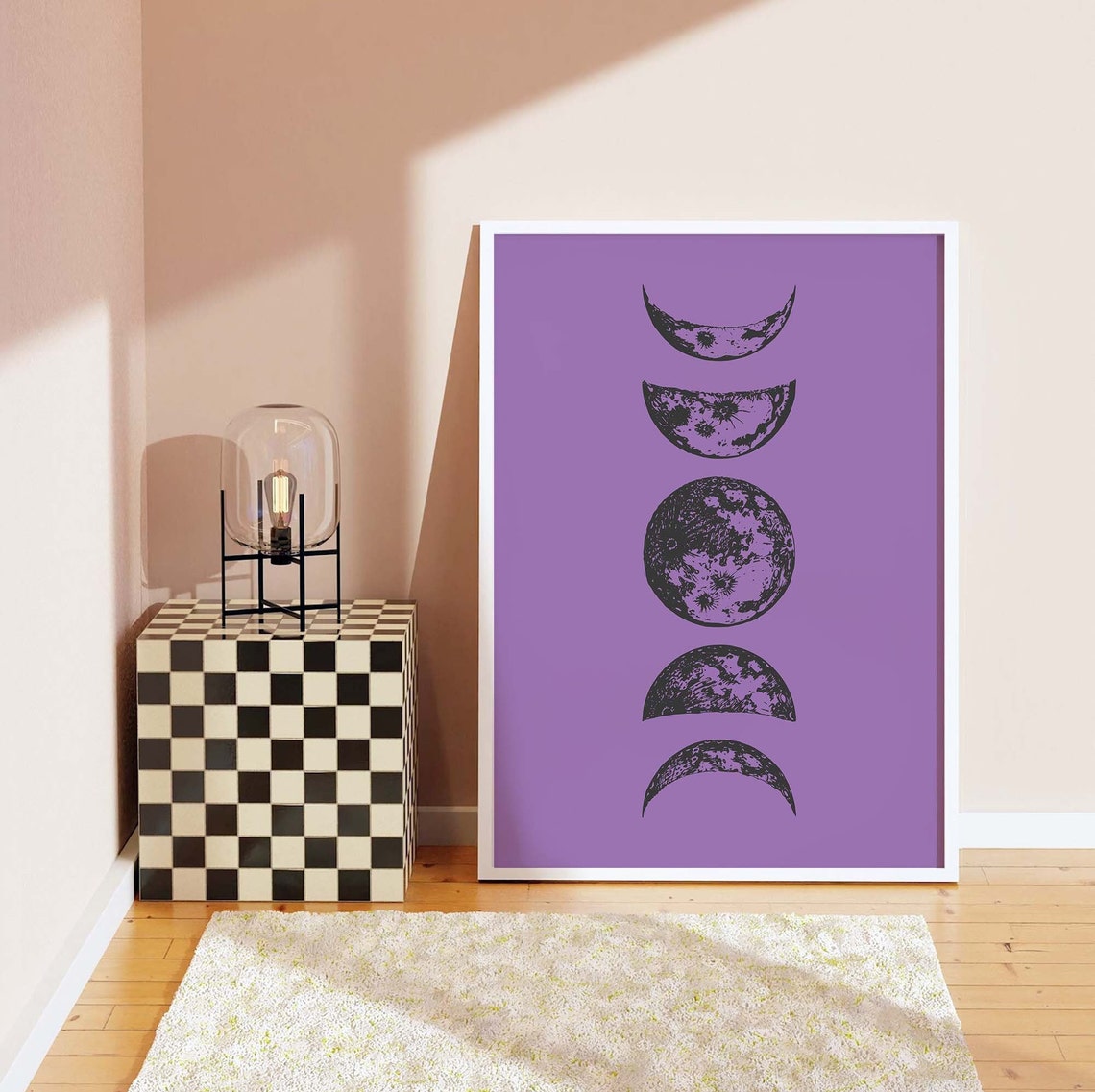 Moon Phases Column Purple Background Vintage Astronomy Poster - Image 6