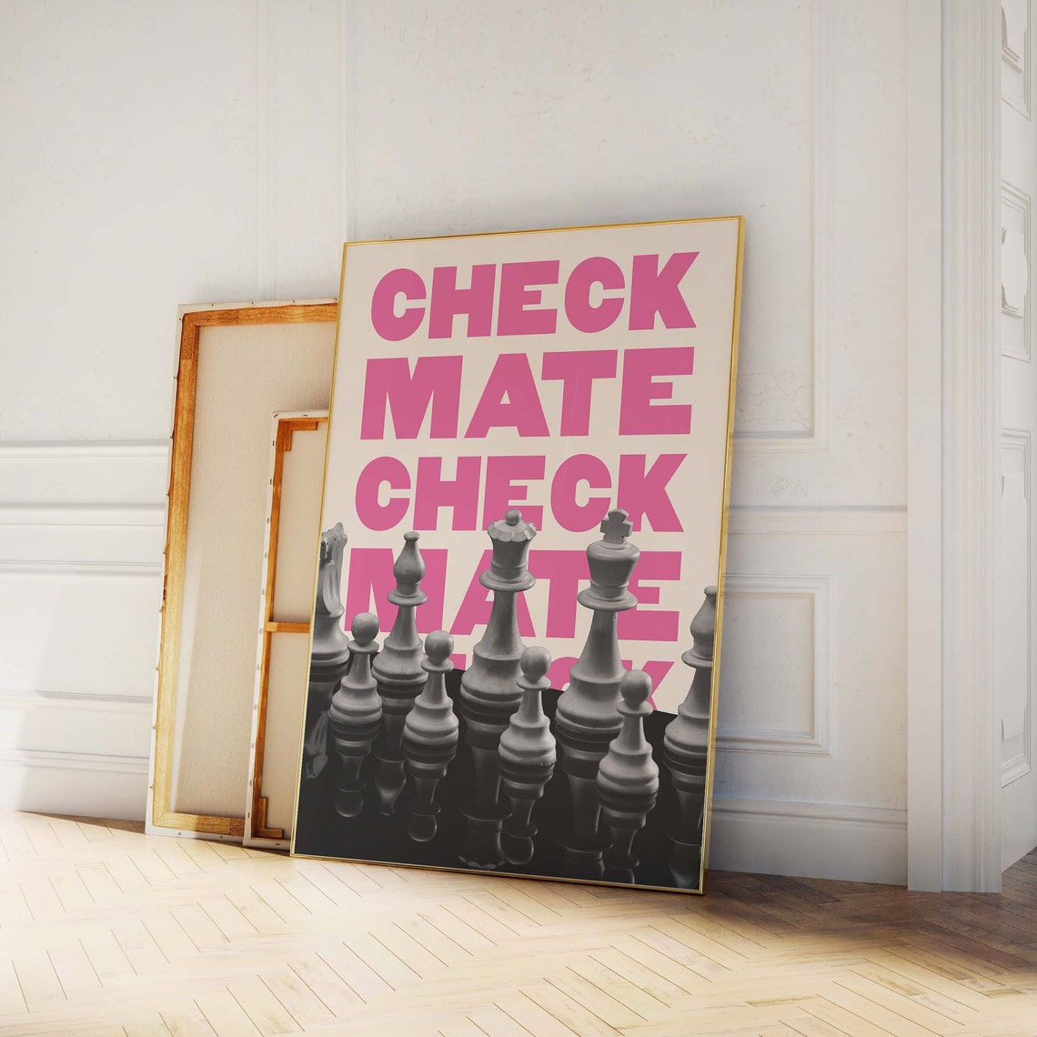Checkmate Chess Print Art Trendy Chess Wall Art Pink And Black Retro Art Cute Trendy Wall Art - Image 5