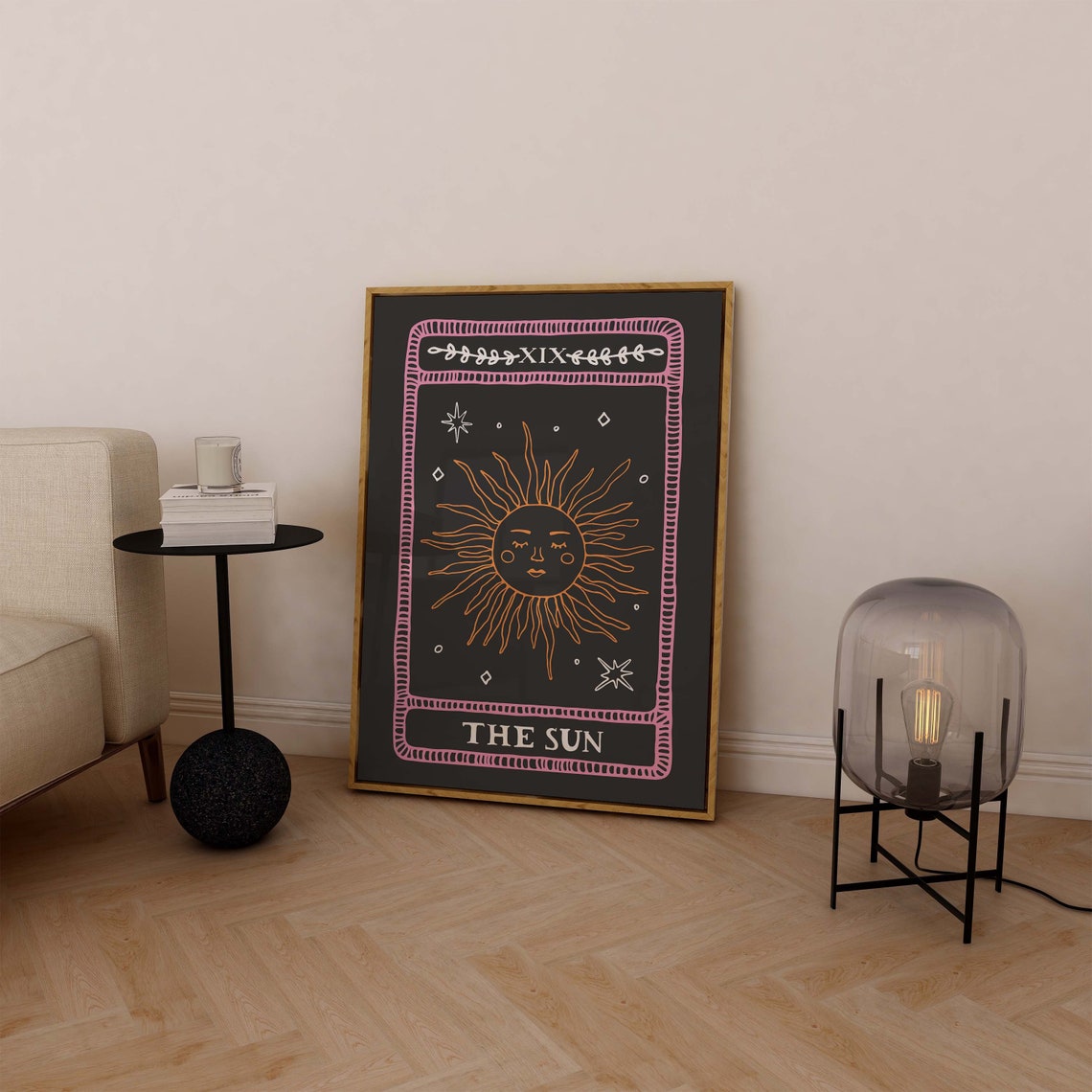 The Sun Tarot Card XIX Orange Smiling Face Celestial Wall Art - Image 4