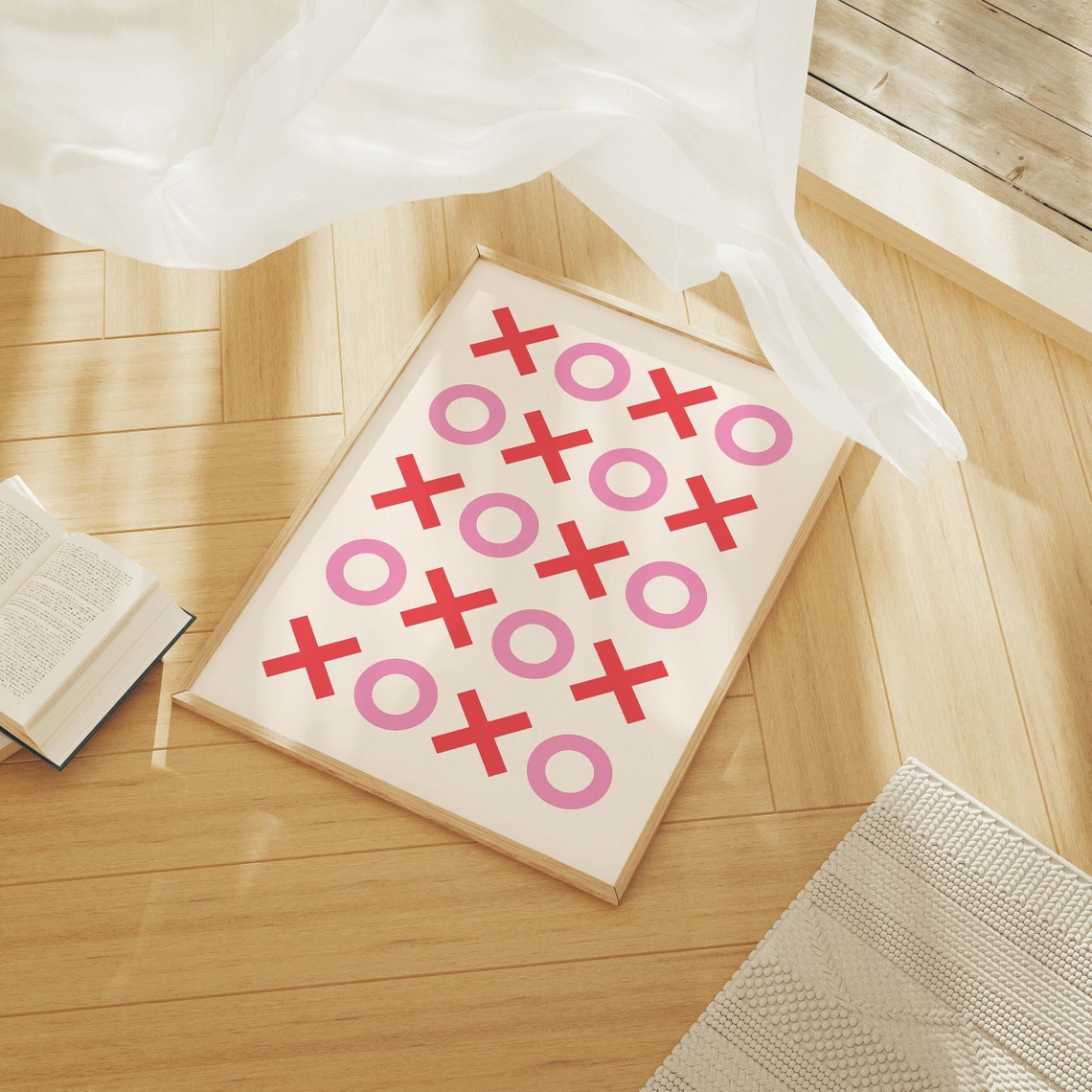 XOXO Hugs And Kisses Retro Red Pink Valentine Typography Poster - Image 5