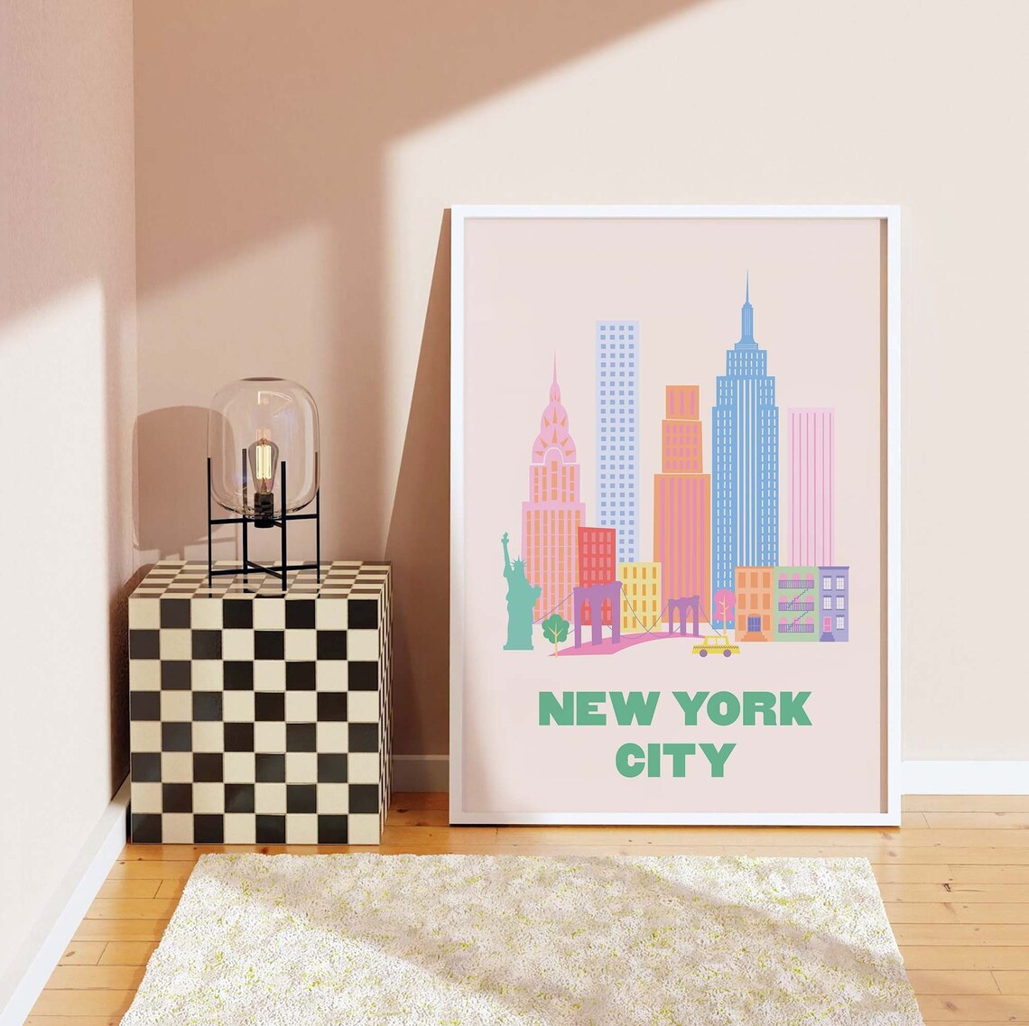 New York City Pastel Skyline Chrysler Empire State Travel Poster - Image 6