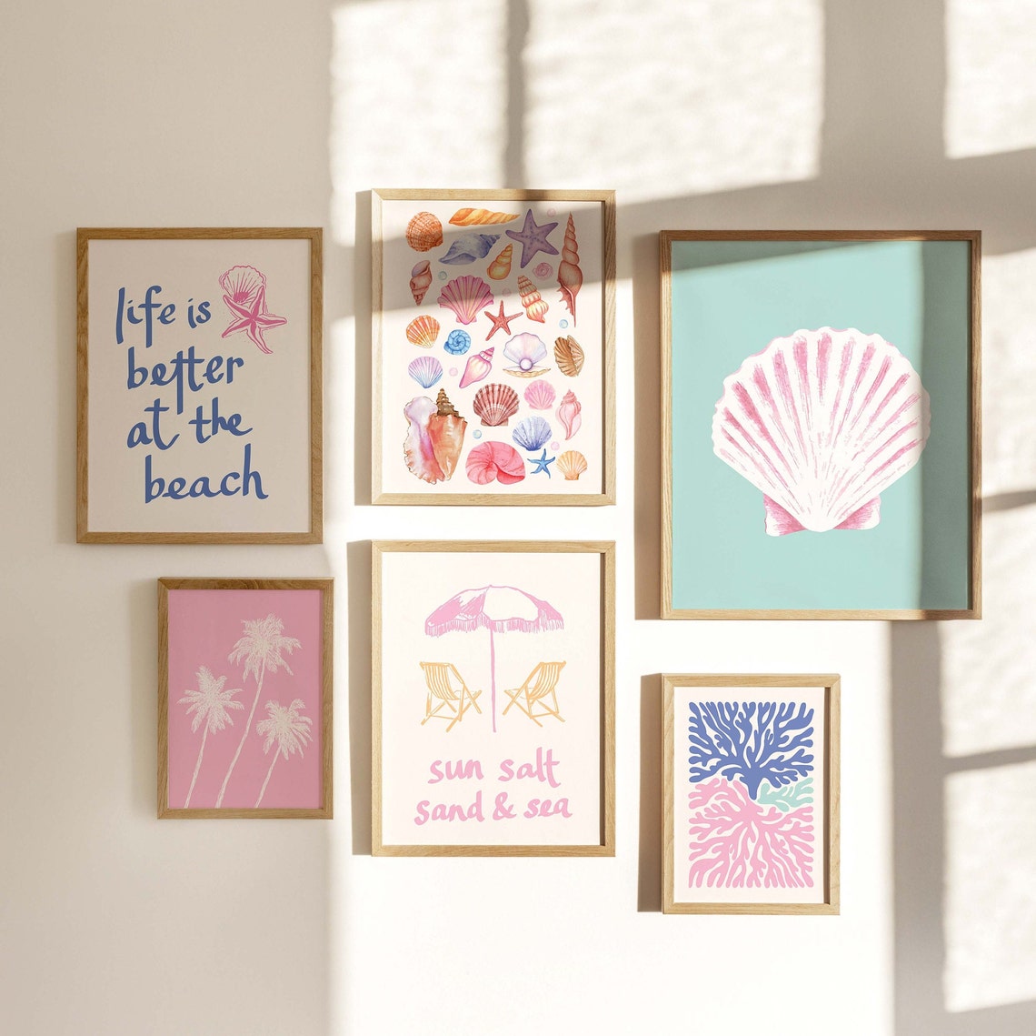 Coastal Gallery Wall Art 6 Printables Cute Summer Art Prints Girly Wall Art Trendy Beach House Decor - Image 3