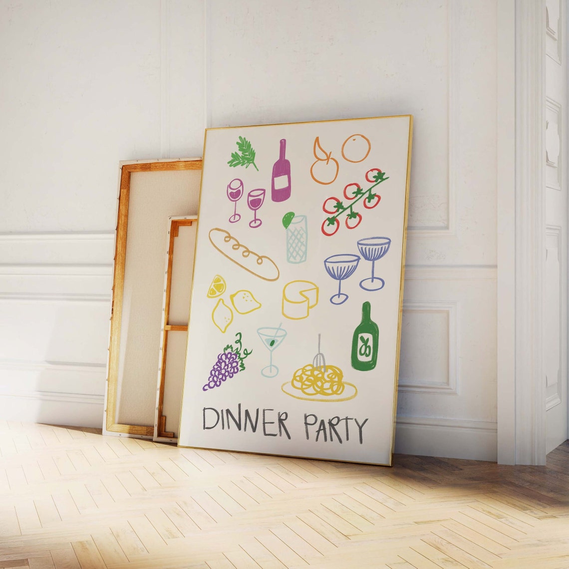 Dinner Party Print Art Cute Hand Drawn Wine Print Cocktail Bar Art Trendy Kitchen Print - Image 4