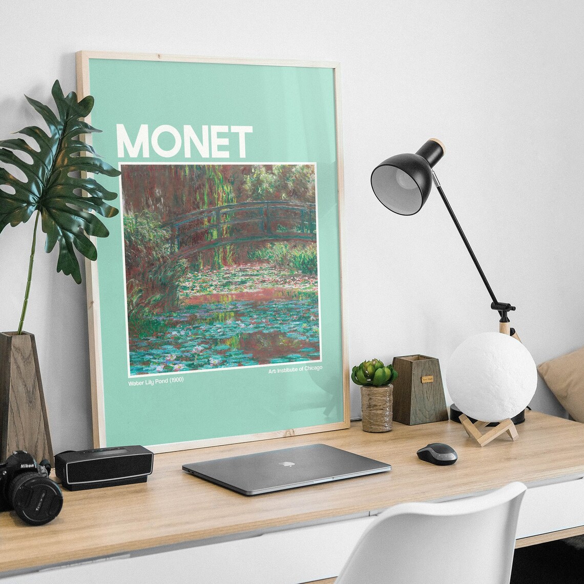 Monet Water Lily Pond Green Exhibition Poster Bridge Chicago Art - Image 3