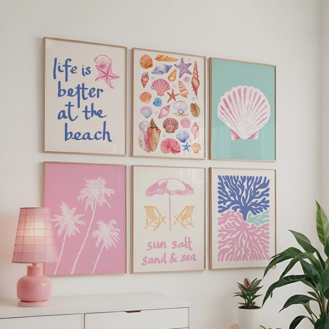 Coastal Gallery Wall Art 6 Printables Cute Summer Art Prints Girly Wall Art Trendy Beach House Decor - Image 4