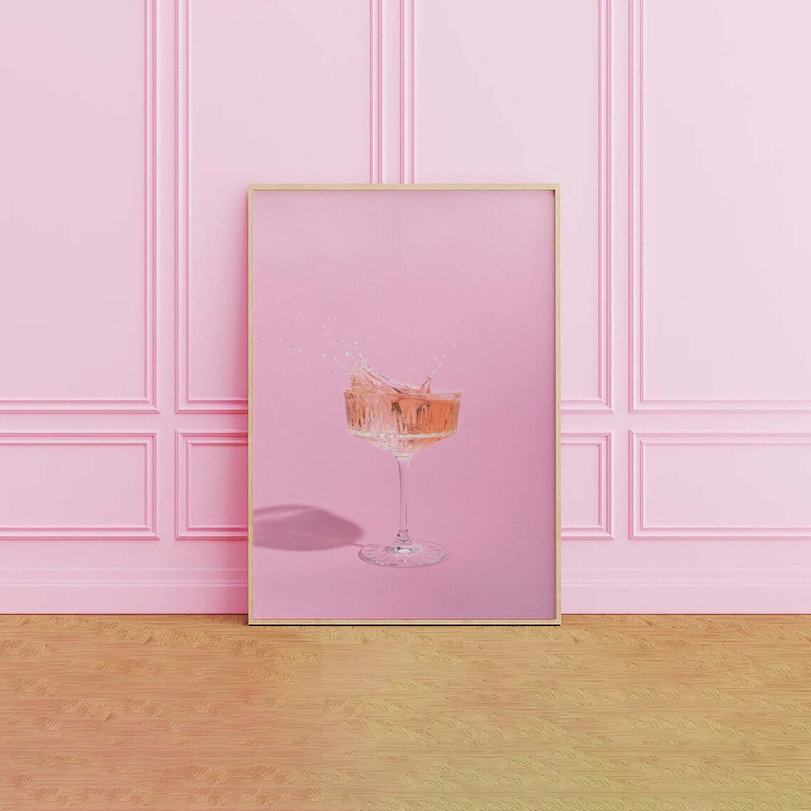 Pink Cocktail Coupe Splash Photography Modern Bar Art Poster - Image 2