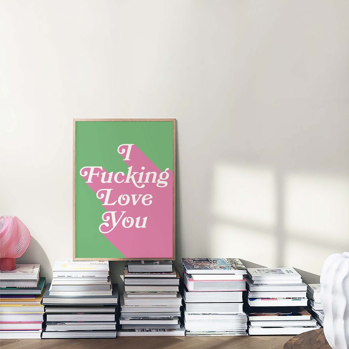 Bold I Fucking Love You Green Pink Retro Typography Love Poster - Image 6