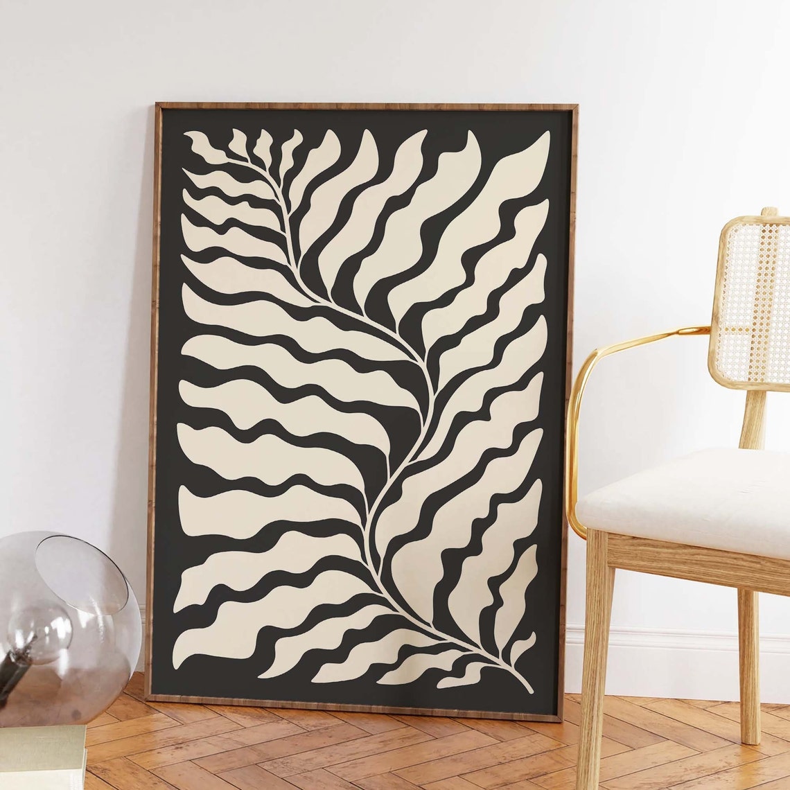 Botanical Print Art Black Abstract Floral Art Cute Trendy Wall Art Maximalist Wall Art - Image 2