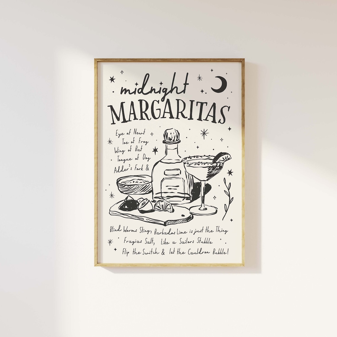Midnight Margaritas Witchy Cocktail Recipe Art Poster for Kitchen Decor - Image 2