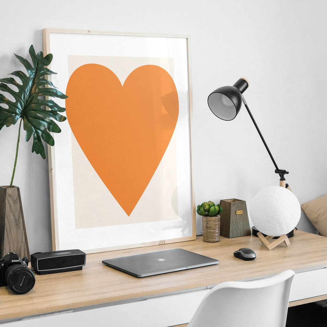 Orange Heart Print Art Abstract Minimal Heart Poster Art Cute Trendy Wall Art - Image 3