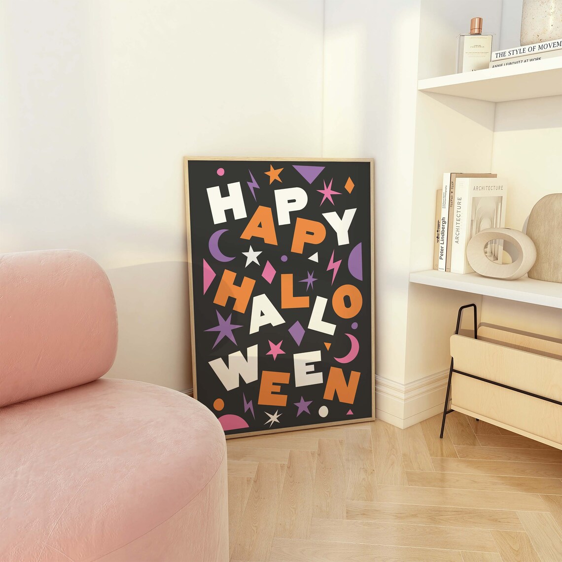 Scattered Playful Happy Halloween Lettering Starburst Poster - Image 4