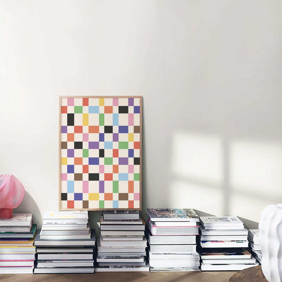 Colorful Checkerboard Retro 70s Trendy Abstract Pattern Poster - Image 6