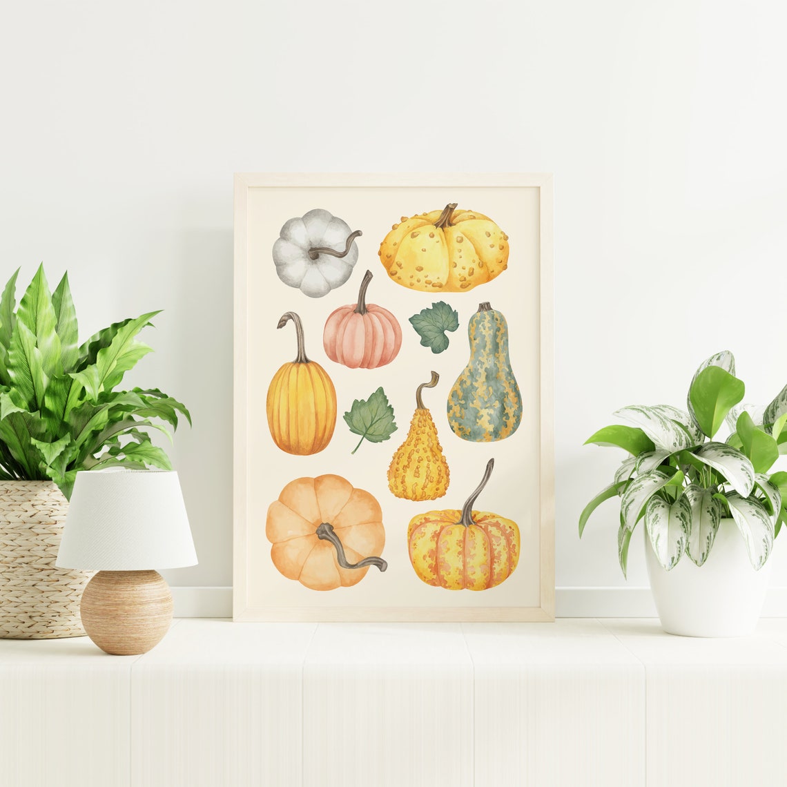 Pumpkin Gourds Print Art Cute Watercolor Autumn Decor Fall Pumpkins Wall Art - Image 5