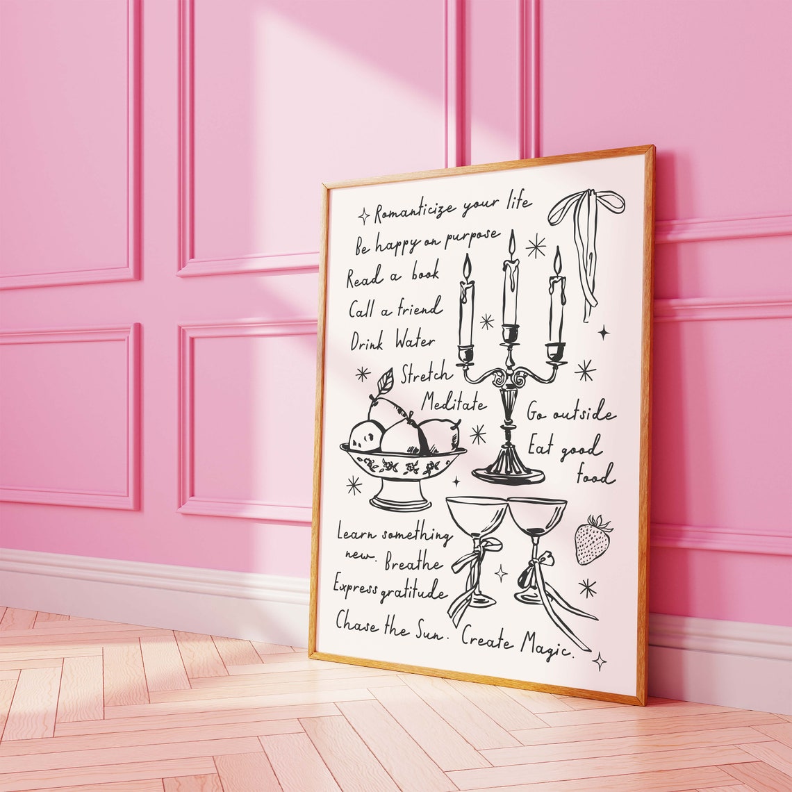 Romanticize Your Life Handwritten Affirmation List Poster In Black - Image 3
