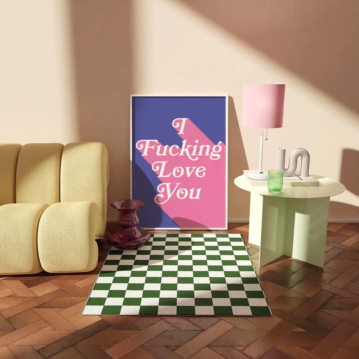 I Fucking Love You Blue Pink Retro Typography Bold Love Poster - Image 3