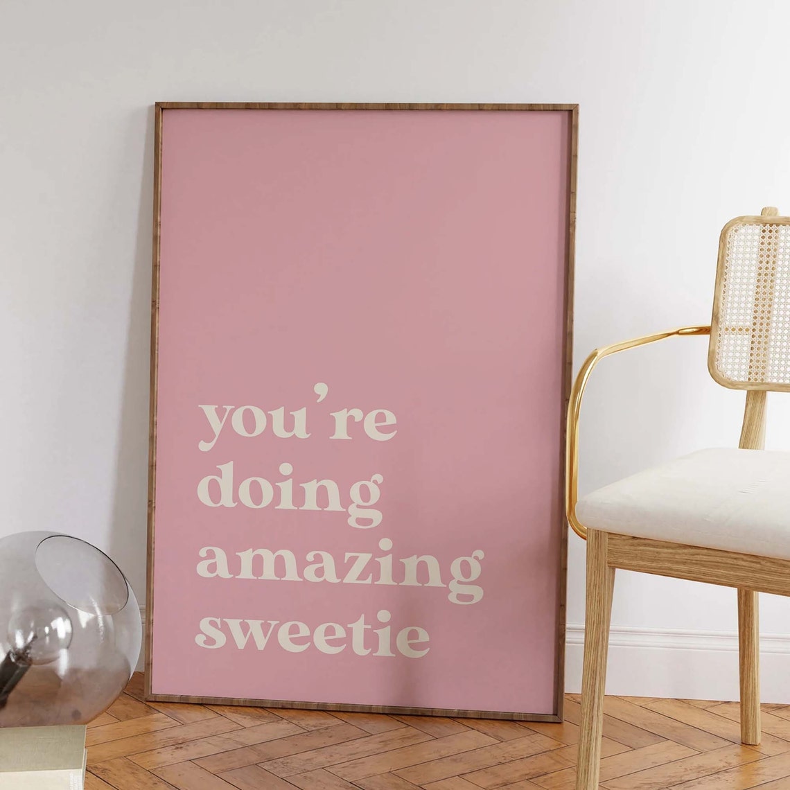 You Are Doing Amazing Sweetie Pink Affirmation Trendy Quote Poster - Image 2