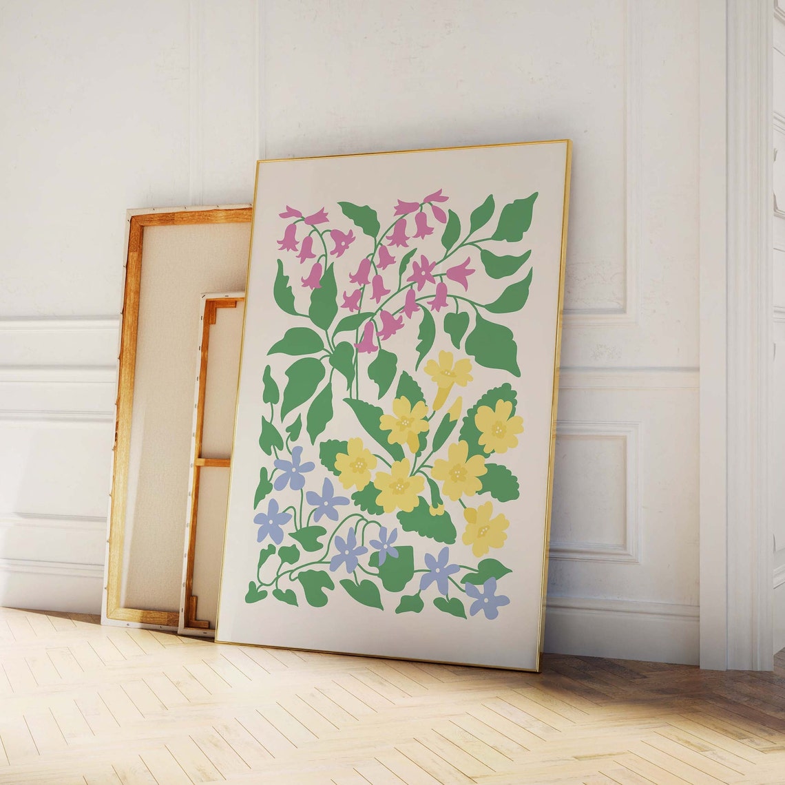 Spring Wildflowers Bluebells and Primrose Colorful Botanical Poster - Image 2