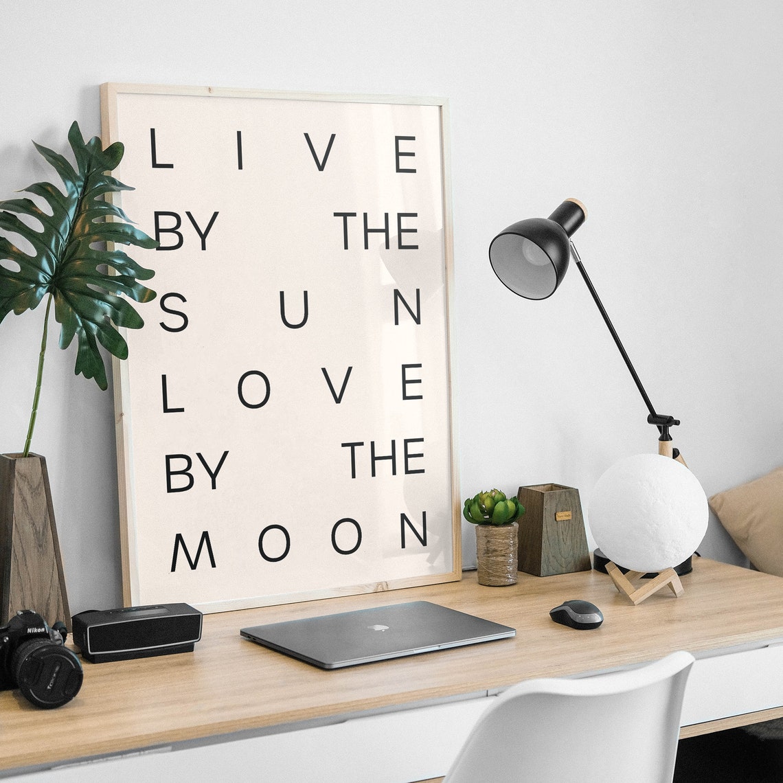 Live by the Sun Love by the Moon Spaced Lettering Minimalist Poster - Image 3