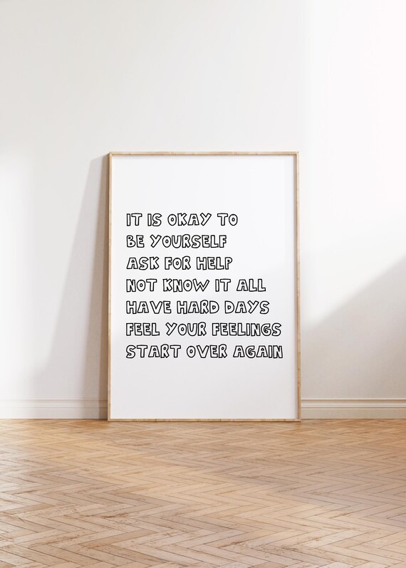 It Is Okay To Be Yourself Kids Positive Affirmation Classroom Poster
