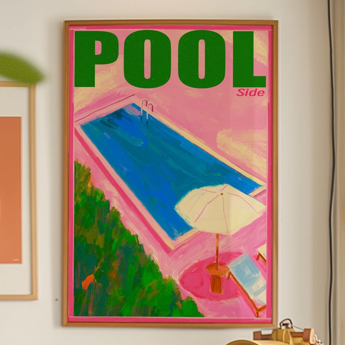 Poolside Pink Swimming Pool Pop Art Retro Summer Aesthetic Wall Art