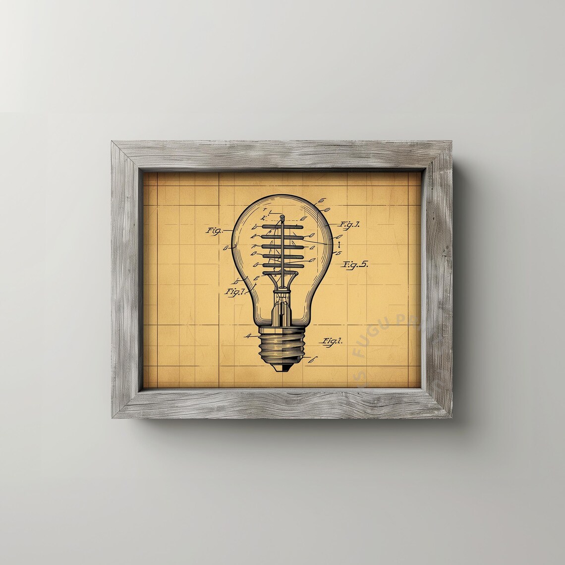 Light Bulb Patent Vintage Blueprint, Edison - Image 2