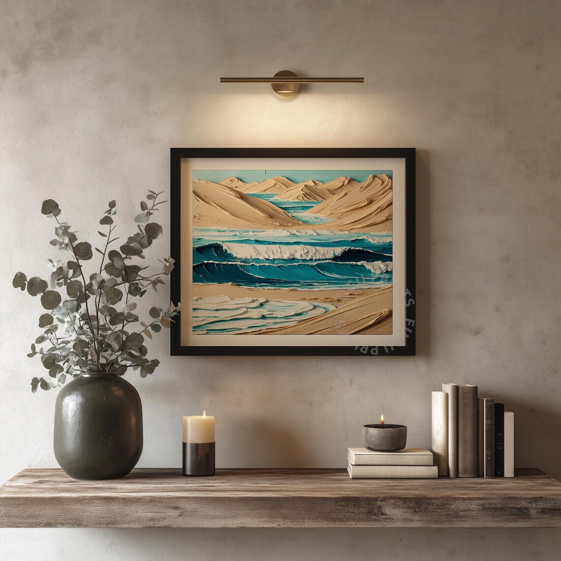 Coastal Impasto Beach Wave Seascape, Modern Decor - Image 4