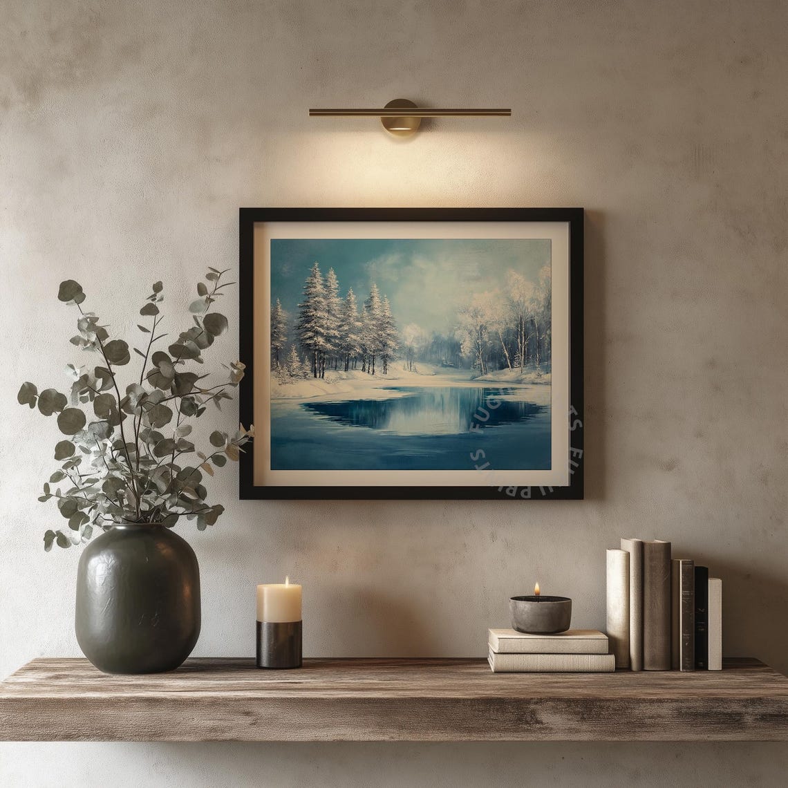 Winter Lake Print Snowy Landscape Art Scandinavian Decor Wall Art 129 - Image 4