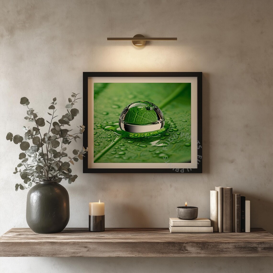 Green Leaf Ring Art, Modern Nature Decor - Image 4