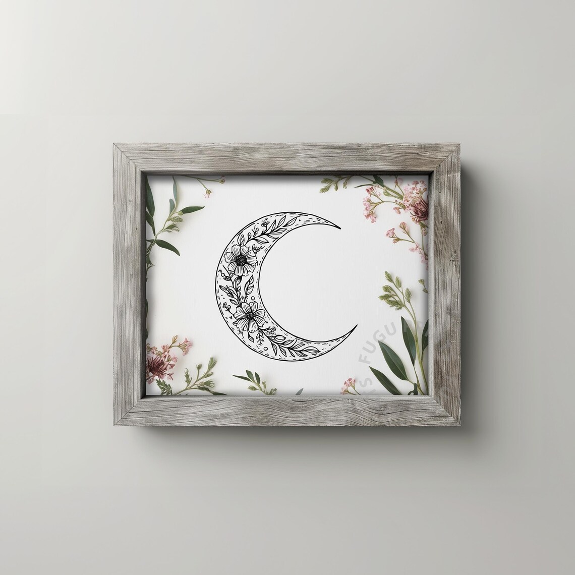 Floral Moon Art Print, Boho Celestial Decor - Image 2