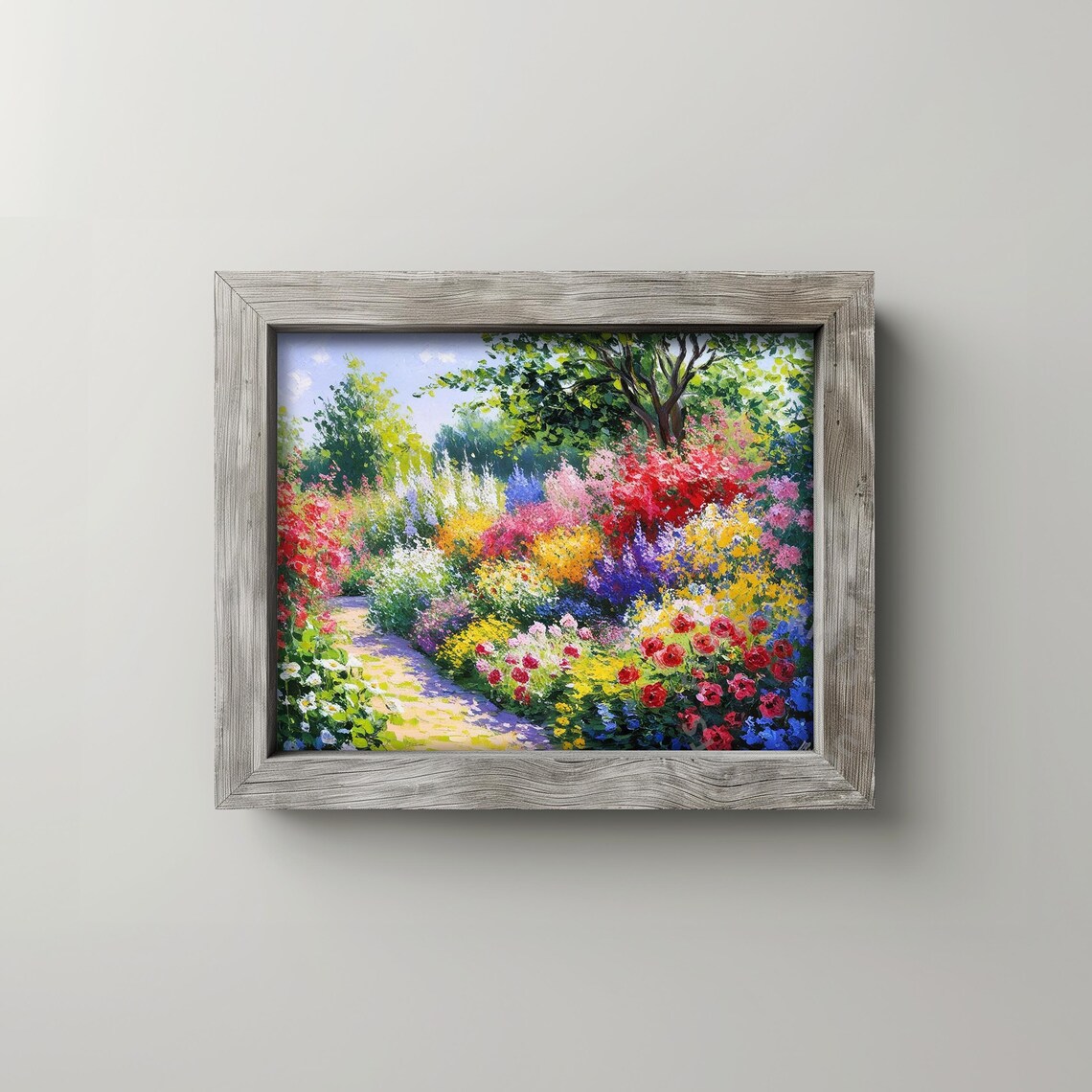 Impressionist Garden Path, Monet Style Floral Landscape - Image 2