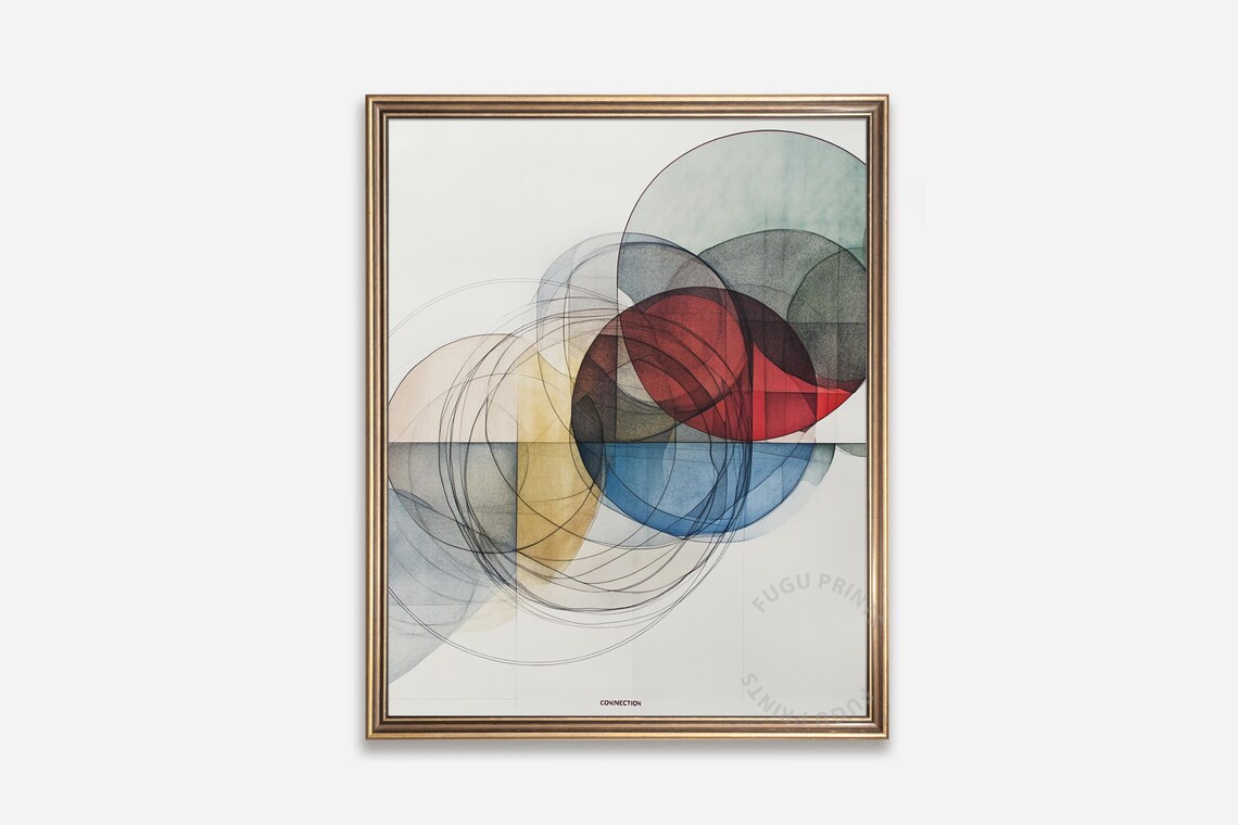 Circle Abstract Art Connection, Modern Minimalist Decor