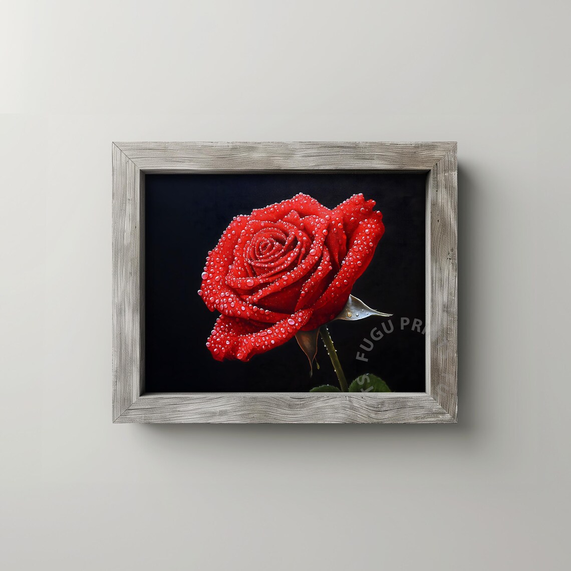 Red Rose Art Print, Realistic Dark Floral - Image 2