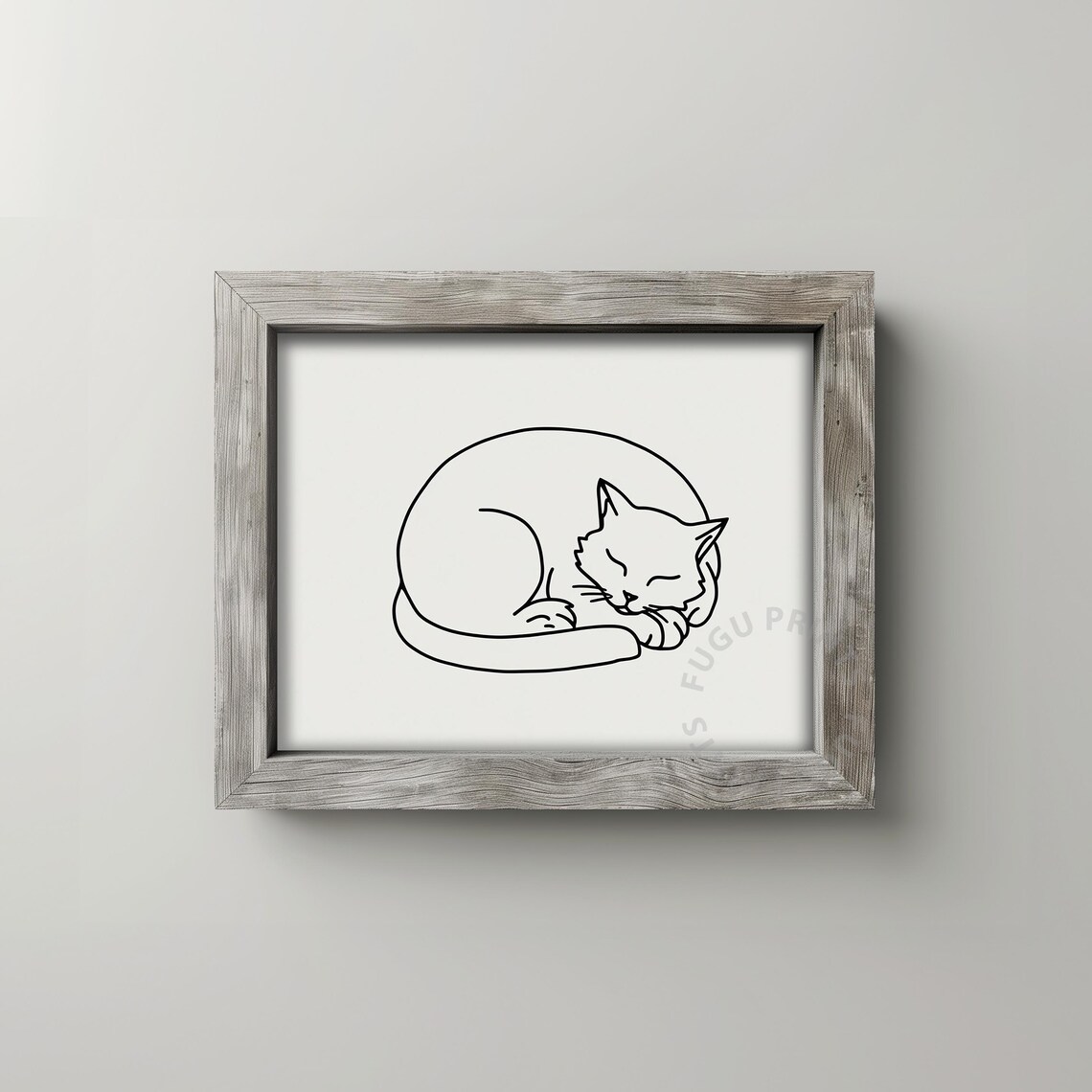 Sleeping Cat Line Art, Minimalist Nursery Decor - Image 2